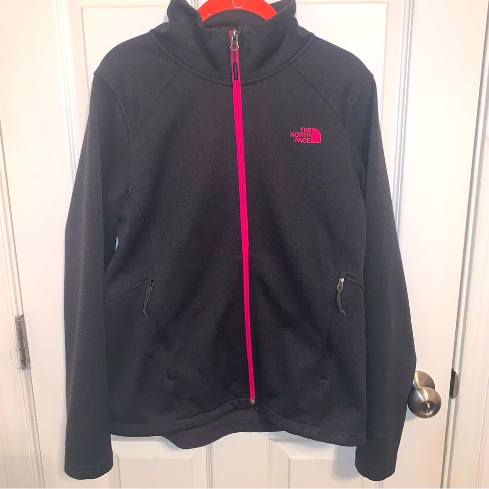 The North Face Women's Canyonwall Jacket Dark Gray Heather Pink Zipper